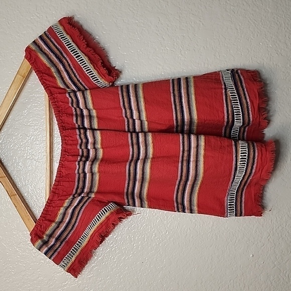 dRA Anthropologie Boho Off The Shoulder Serape Raw Hem Top - Picture 1 of 9